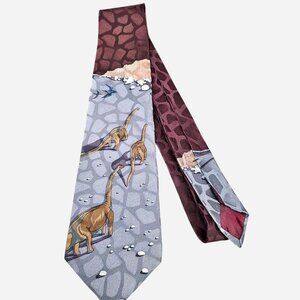 Vintage World Wildlife Fund (WWF) Dinosaur Men's Silk Necktie from the 90s